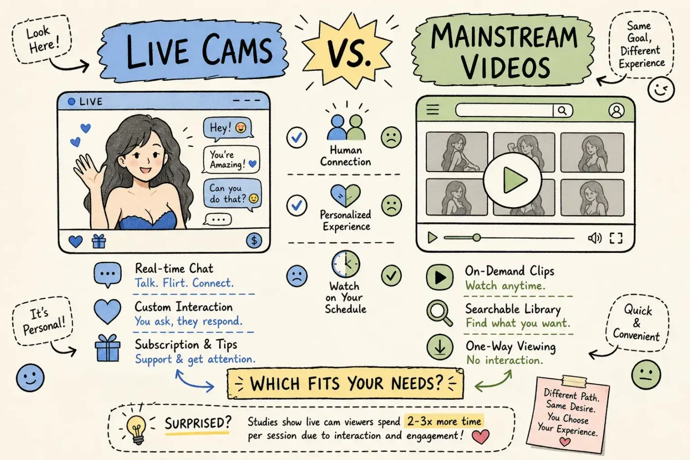 Sex cams or Pornhub? What you really get from each